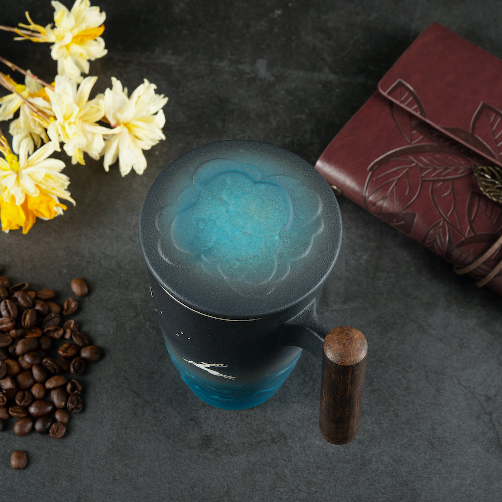 Moonlit Forest Mug – Porcelain Grace with Elk Motif