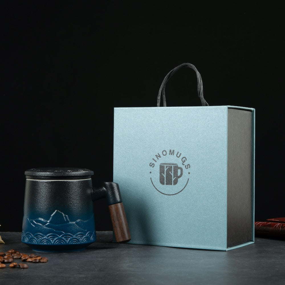 Nature-Inspired Porcelain Mug – Mountain Meets Ocean