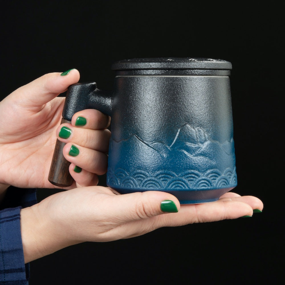 Nature-Inspired Porcelain Mug – Mountain Meets Ocean