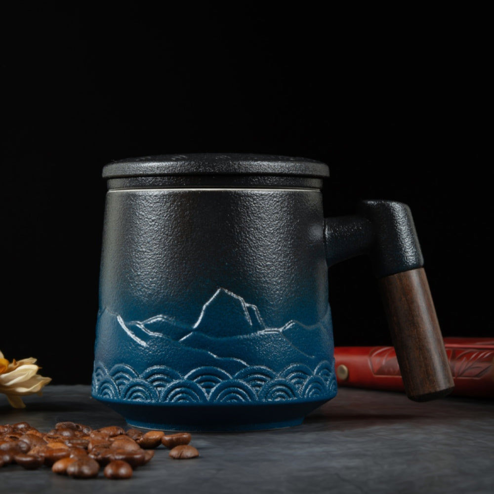 Nature-Inspired Porcelain Mug – Mountain Meets Ocean