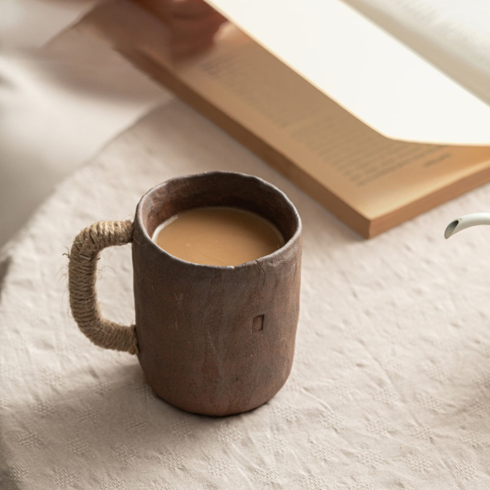 Classical Handmade Rough Ceramic Mug of Natural Elegance