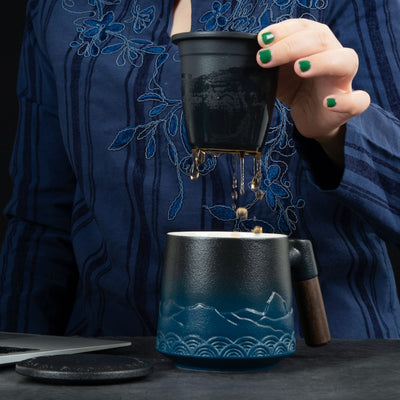 Nature-Inspired Porcelain Mug – Mountain Meets Ocean
